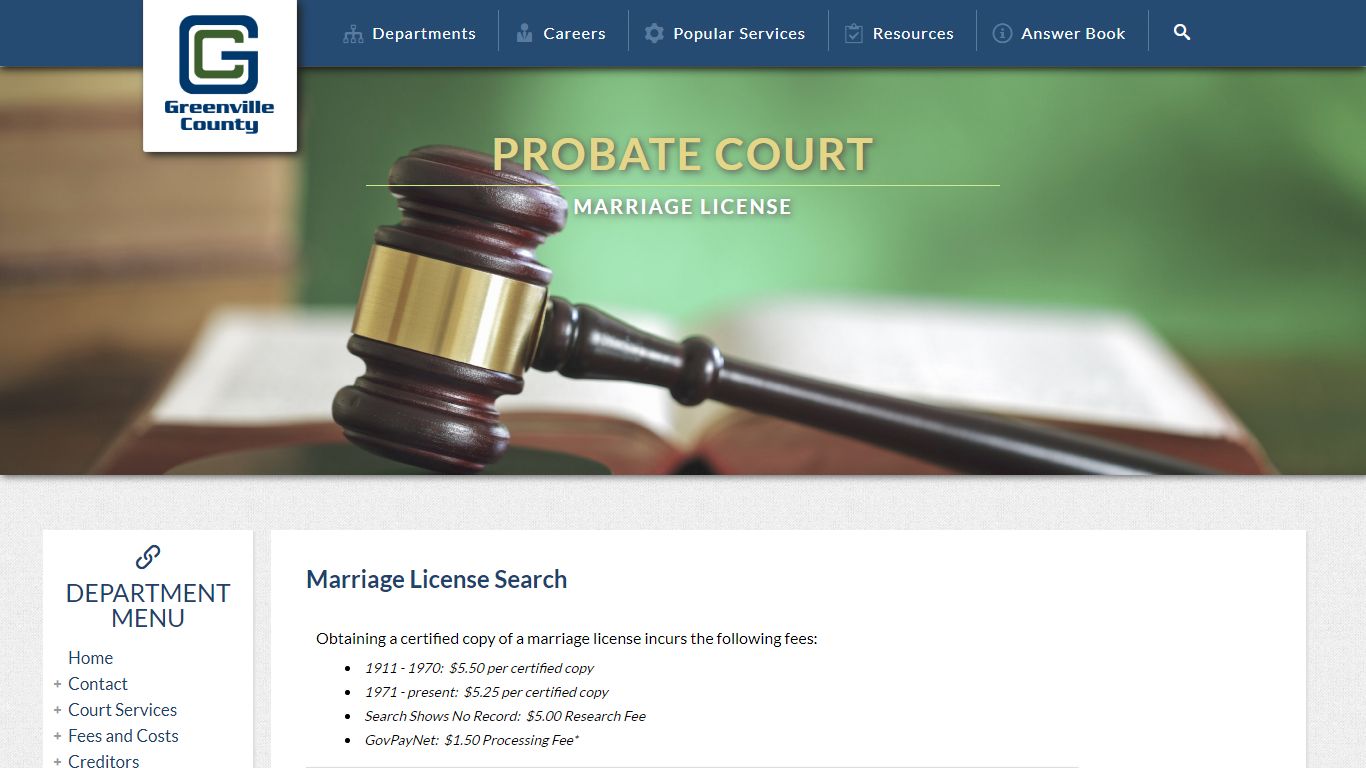 Marriage License Search - Greenville County